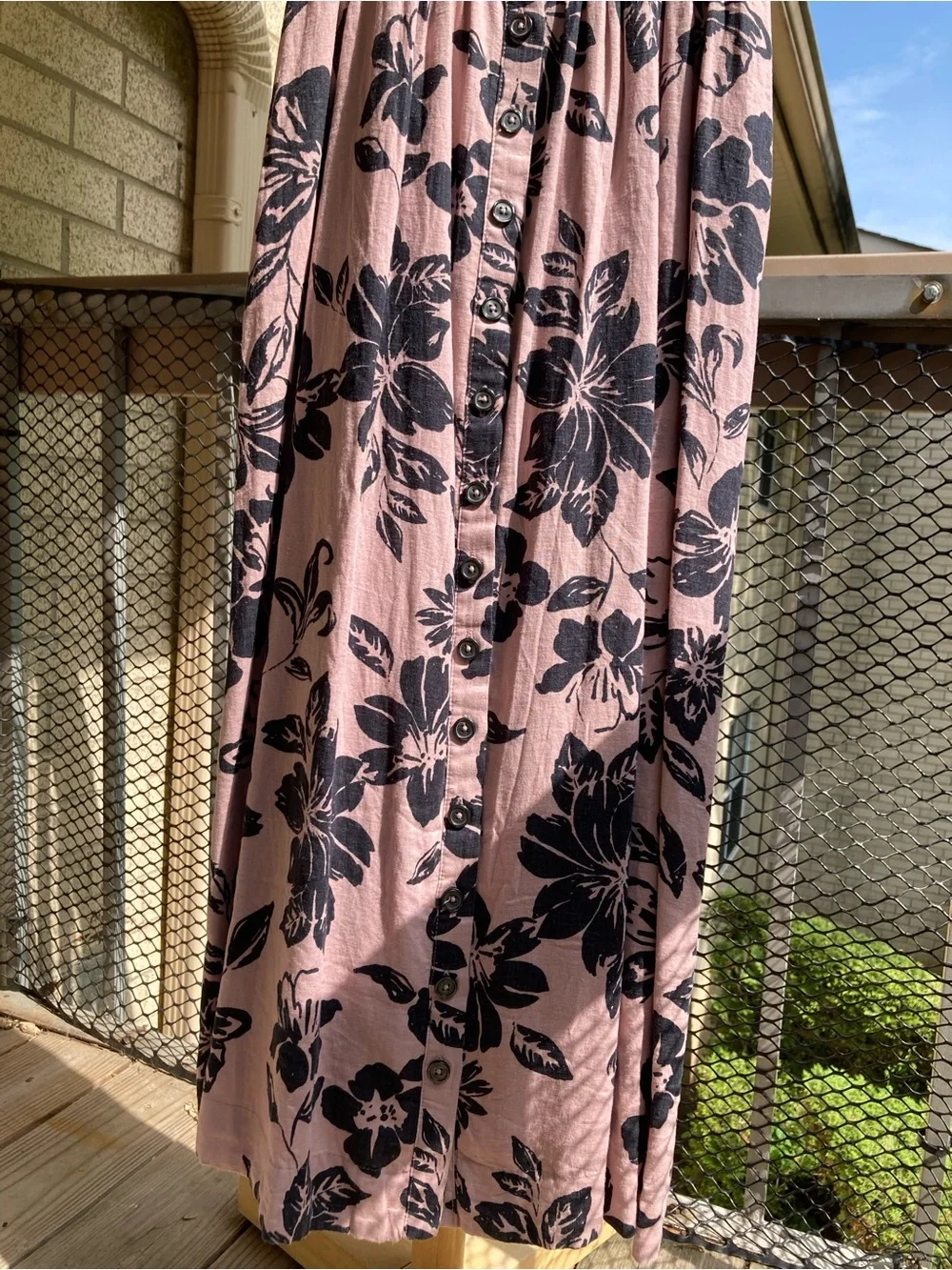 Free People The Perfect Sundress Linen Blend Tropical Floral Button Front Dress